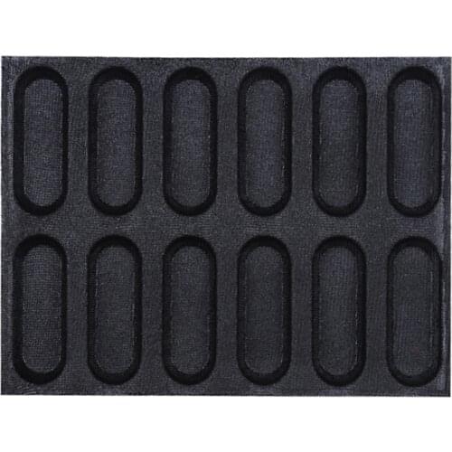 Silform Non-Stick Silicone Bread Mat with 12 Molds Fiberglass French Bread Bakeware Baguette Baking Pan Tray Sub Roll Flexipan