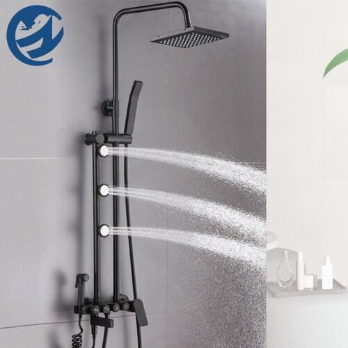Black/Chrome Rain Shower Faucet Bathroom Faucet 5Ways Mixer Shower Faucet Bidet Faucet Back Massage System Rotatable Spout Tap