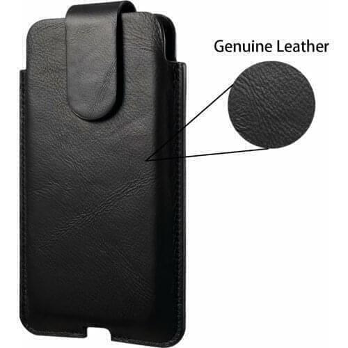 Cowhide mobile phone bag simple single universal 6.7 inch leather vertical small bag wear belt waist bag hand protection cover