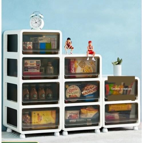 Universal pulley toy storage box smooth open and close drawer type plastic snack storage cabinet solid outer frame household clo