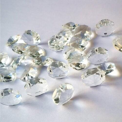 Top Quality 600pcs 14mm K9 Chandelier Clear Crystal Octagon Beads Glass Stones In 1 Hole Diy Wedding & Home Decoration Making
