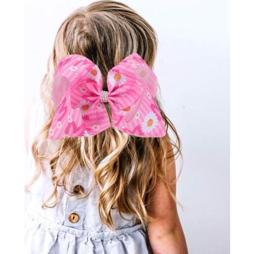 8 IN Mothers Day Cheer Hair Bow Hair Clips for Girls Kids Handmade Letters Flower Hairpins Hairgrip Fashion Hair Accessories