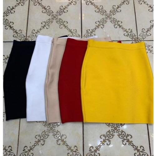 Wholesale Free Shipping Candy Color Women Summer Style Sexy Mini Bandage Skirt 2021 Designer Pencil Skirt Faldas 43cm