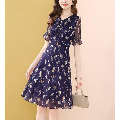 Only Plus Women Summer Chiffon Dresses Floral Printed Ruffled Short-sleeved Transparent Pleated High Waist A-Line Fairy Dress