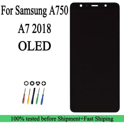 100% New OLED LCD For Samsung Galaxy A7 2018 LCD SM-A750F A750F A750 Display With Frame Touch Screen Digitizer Replacement Parts