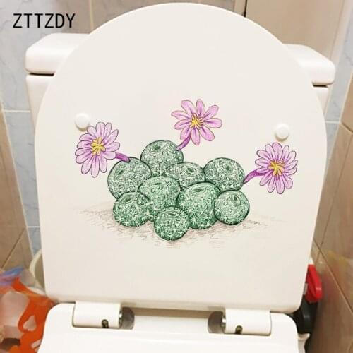 ZTTZDY 24.3×16.3CM Cute Hand Drawn Art Home Wall Decoration Cartoon Cactus Toilet WC Sticker T6-0024
