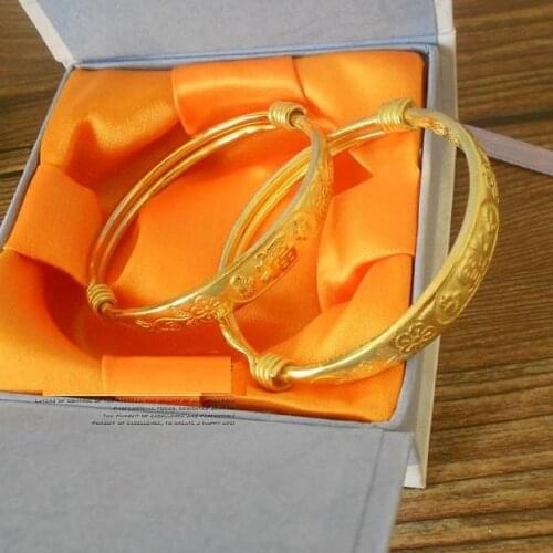 1 Pair Pure Brass Bracelet Fu Patterned Adjustable Authentic Quality Genuine Good Fortune Luck Gift Handmade