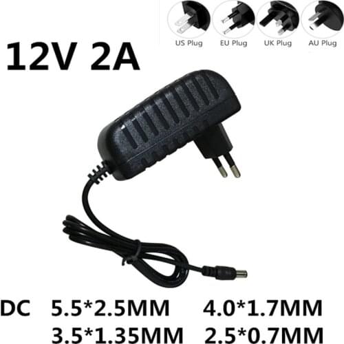 1PCS AC 100-240V DC 12V 2A Converter Power Adapter Charger Power Supply 12 V Volt for LED light strips EVD CCTV