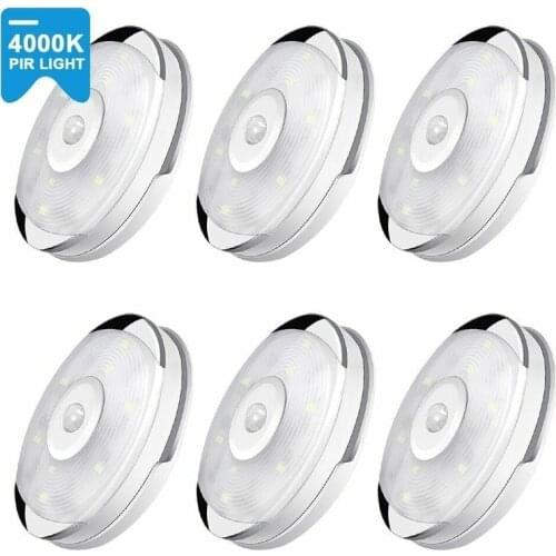 1Pcs LED Night Light PIR Motion Sensor Warm White Under Cabinet Closet Wardrobe Bedroom Kitchen Stairs Lighting LED Puck Lamp
