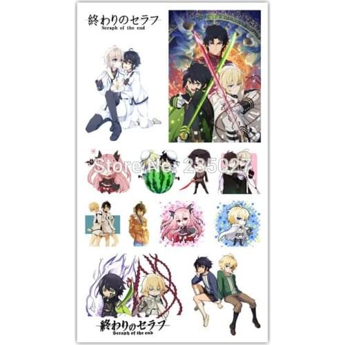 100 pcs/lot Anime Seraph of the end Tattoo Stickers Tattoos Paper For Kids Body Arm Anime Sticker