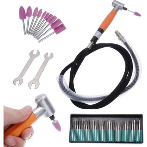 3mm 90 Degree Angle Air Die Grinder Mini Grinder Pneumatic Micro Grinder Polisher Tool Set Abrasive Tool For Metal Polishing