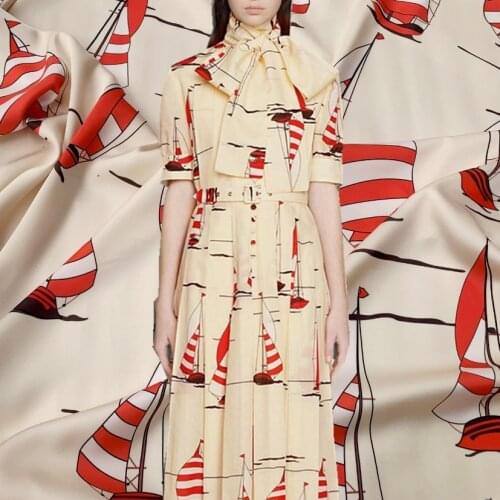 33 styles G brand sailing digital printing polyester fashion fabric high-end textile sewing satin fabric soft and comfortable