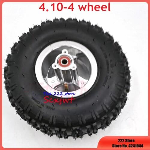 4.10-4 Inner Tube Outer Tire with 4 Inch Wheel Rim for 49cc Mini Quad Dirt Bike Scooter ATV Buggy 4.10/3.50-4 Tyre Wheel