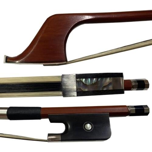 4/4 Size French Style Master Pernambuco BASS BOW Ebony Frog Strong fast response white mixed black Natural Horsehair