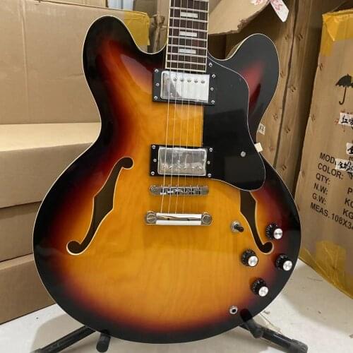 Hot Sale ES 335 Guitar Semi Hollow Jazz Guitar Vintage Sunburst Version Chrome Hardware Free Shipping