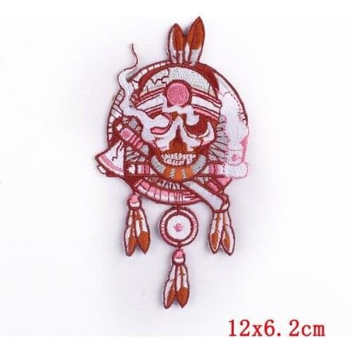 Skull Embroidered Patches On Clothes Feather Iron On Patches For Clothing Applique Hippie Skull Patches DIY Garment Accessories