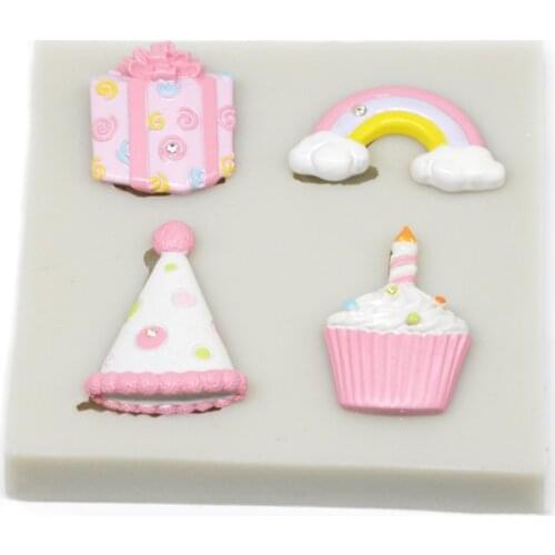 Unicorn Rainbow Cloud Christmas Hat Gift Bag Fondant Cake Silicone Mould Chocolate DIY Baking Tools