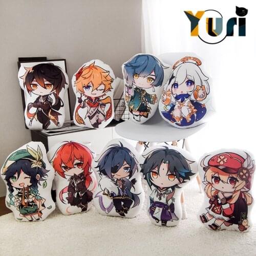Yuri Game Genshin Impact PaImon Xiao Zhong Li Diluc Venti Kaeya Plush Pillow Doll Toy Cushion Soft Cosplay Gift C