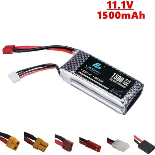 High Power 3S Lipo Battery 11.1v 1500mAh 40C Rechargeable Battery For RC Car Boat Airplane Helicopter Drones With T/XT60/JSTPlug