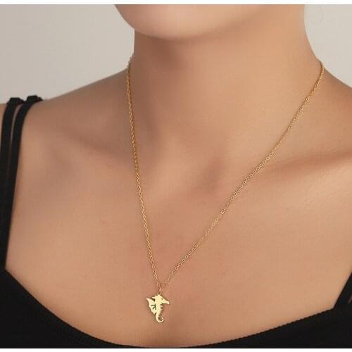 Cute Seahorse Charm Nautical Ocean Jewelry Hippocampus Pendant Necklace for Women Teen Girls Christmas Gifts