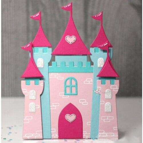 Mmao Crafts Metal Steel Cutting Dies New 6Pcs Cartoon castle house Stencil For DIY Scrapbooking Paper/photo Cards Embossing Dies