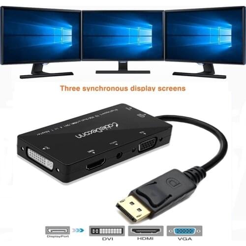4-in-1 Multi-Function Displayport to Hdmi/Dvi/Vga Adapter Cable &Audio Converter Supports 3 Monitors At the Same Time