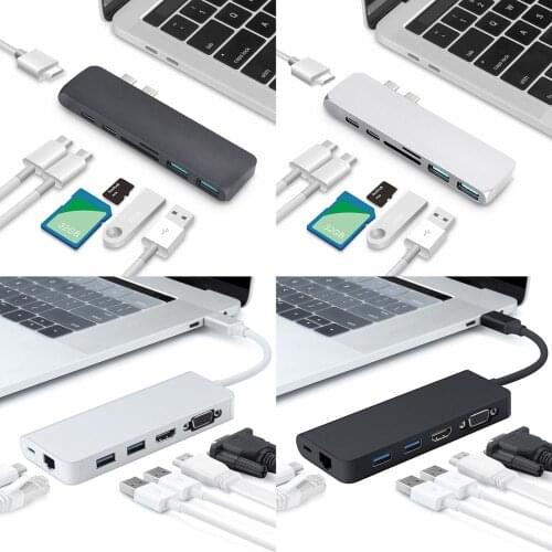 Multifunction Type C HUb To USB 3.0 Adapter HDMI- compatible RJ45 VGA Port for MacBook Pro Air 13 15 16 2020 A2179 A2289 A2141