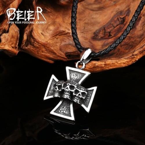 Beier 316L Stainless Steel cross Pendant Chain Necklace men Jewelry LLBP8-246P