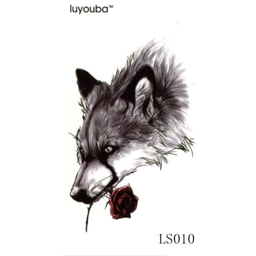 20pcs Wounded lonely wolf Waterproof Temporary Tattoos Men tatuajes temporales a prueba de agua body feminino harajuku maquiagem