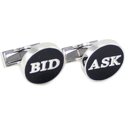 Mens Bid Ask Cufflinks Rhodium Plated Round Bid-Ask Cuff Links Cuff Links Wedding Cuff Links