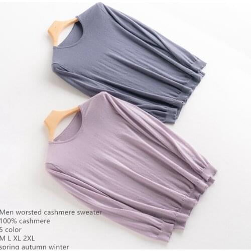 Naizaiga 100% cashmere 48pcs worsted thin cashmere O-neck solid long sleeve business smart pullovers Men casual sweater, NSBL36