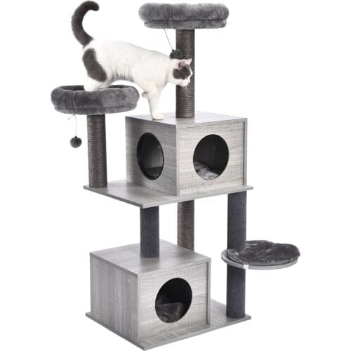 Essentials Cat Furniture Cat Tree Cat Tower with Sisal Scratching Posts Hammock Perch Cat Bed Platform Dangling Ball