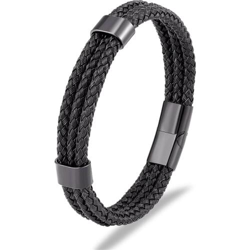 New Fashion Charm Magnetic Multi Color Men Stainless Steel Bracelet Steel Wire Braided Bracelet Trendy Unisex Jewelry Best Gift