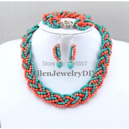 New Smart Jewelry Set Orange Coral Necklace Bridesmaid Gift Necklace Bridal Jewelry