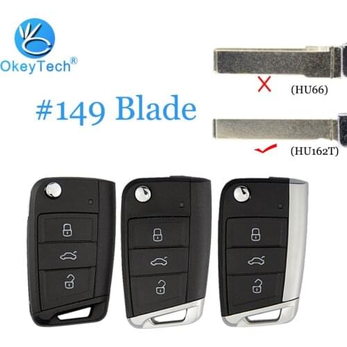 OkeyTech for V W Golf MK7 3 Skoda Seat Passat B6 Remote Flip Auto Car Key Shell Fob Cover Case Parts Blank HU162T Blade for Keys