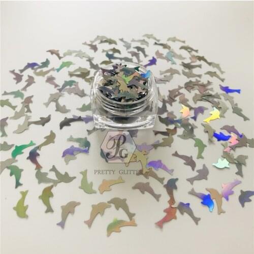 PrettyG 10g Dolphin Shape Holographic Glitter for Resin DIY Making Body Art Craft Makeup Decoration Accessories