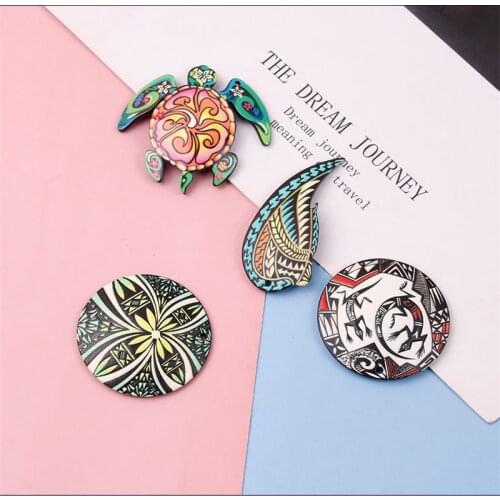 Spring style 30pcs/lot color pattern print geometry rounds Wing tortoise shape acrylic beads diy jewelry earring accessory