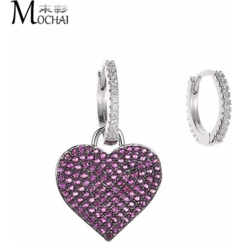 Best Selling New Heart-Shaped Asymmetric Shiny Zircon Fashion Earrings Simple Temperament Female Models ZK50