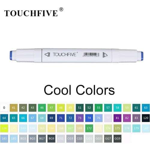 TOUCHFIVE Cool Colors Art Marker Double Head Alcohol Based Brush Pen Sketching Drawing Animation Landscape Building Designing