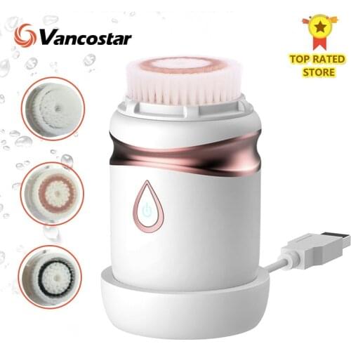 Ultrasonic Powered Face Cleansing Brush 3in1 Skin Scrubber Brosse Nettoyante Visage Cleansing Device Waterproof Cepillo Facial