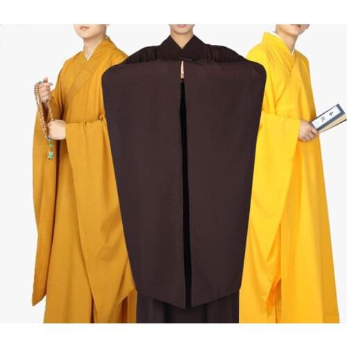 UNISEX buddhist zen robe lay meditation uniforms gown nun wide-sleeve haiqing clothing buddhism suit coffee/gray/yellow