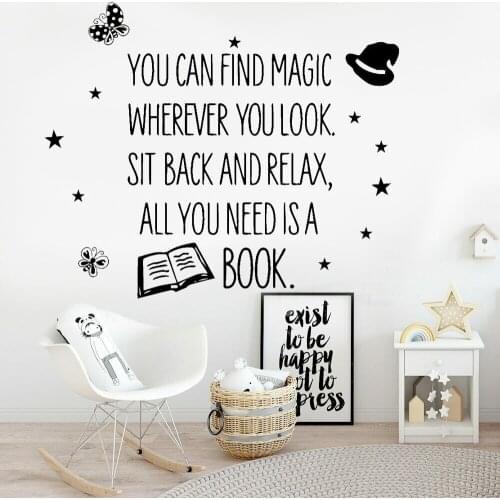 Inspirational Quotes Wall Decals Kids Room Art Decoration Read Book Vinyl Wall Sticker Home Decor Book Store Shop Window Z431