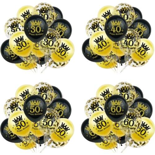 30th 40th 50th 60th Birthday Party Confetti Balloons 30 40 50 60 Years old Happy Birthday Party Decor Adult Black Gold Ballon