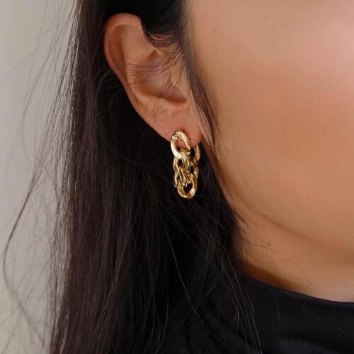 Chic Chain Earrings For Women Fashion Jewelry 2020 High Quality Gold Piercing Stud Earings Korean Ladies Ear Jewellery Gift