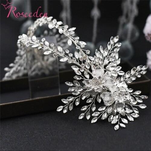 Romantic Bridal Headwear Rhinestone Flower Bride Headband Women Wedding Hair Accessories RE4153