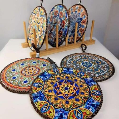 1pc Slip-resistant Cup Mat Portable Nice-looking Exquisite Drink Cup Round Ceramic Coaster Table Mat for Home Kitchen Supply