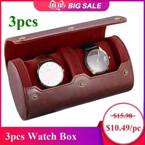 3pcs Travel Watch Case Flexible PU Leather Portable Watch Holder Watch Storage Organizer for Business Trip Home Travel