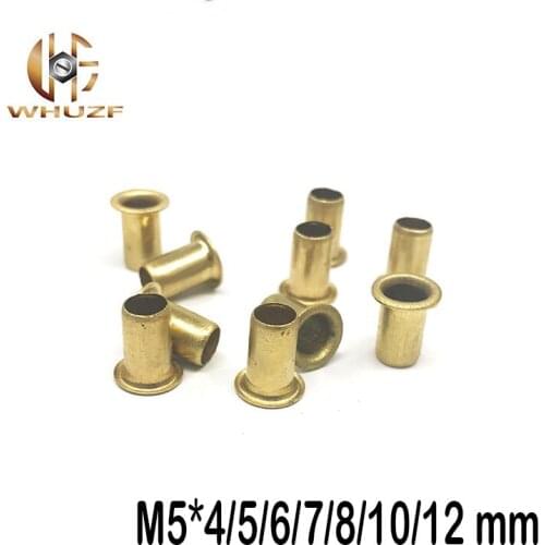 300pcs M5*4/5/6/7/8/10/12 mm Hollow Copper rivet Bronze rivets Cross hole Brass rivets Single tube DIY accessories