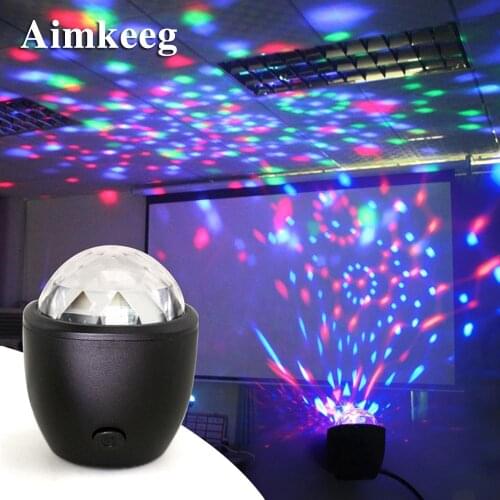 Aimkeeg Mini USB LED Stage Light Effect Voice Activated Crystal Magic Ball Projector Party Lights for Home KTV Bar Party Concert