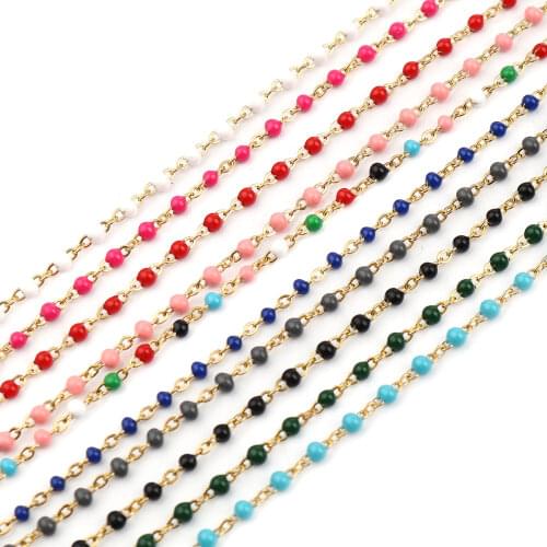 23cm/17cm Stainless Steel Gold Color Beaded Chain Bracelet Colorful Enamel Satellite Beads Bracelet Fashion Women Gifts